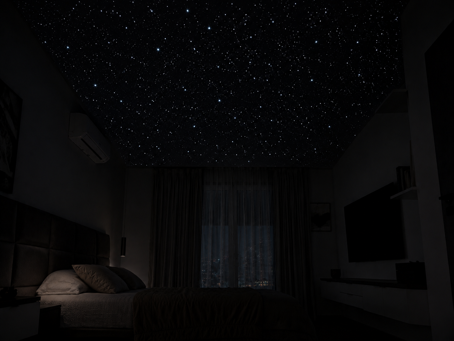 Camera romantica con atmosfera stellata