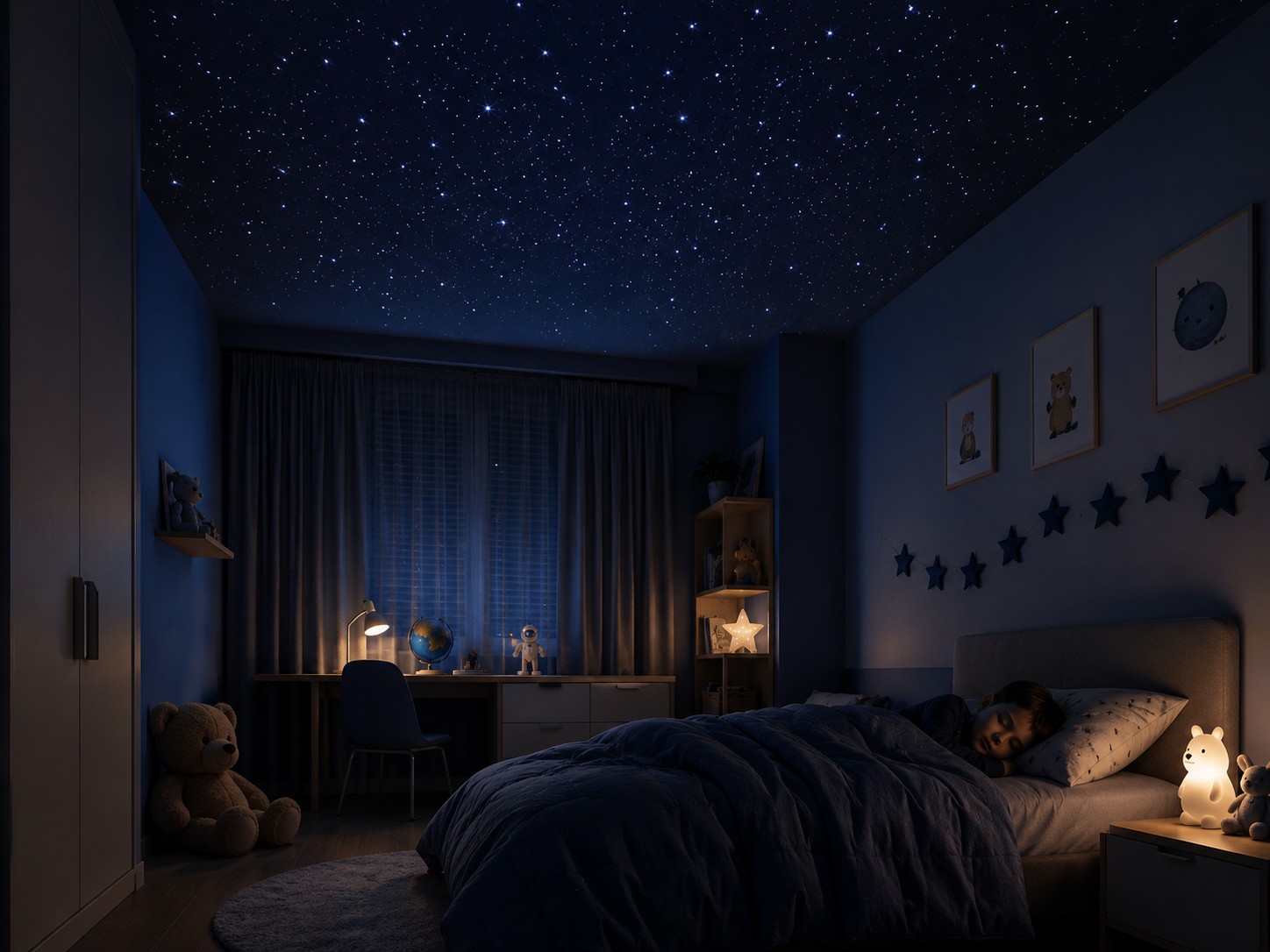 Cameretta con cielo stellato notturno